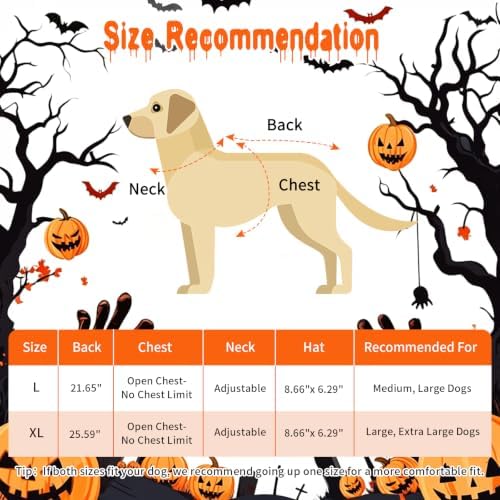 Dog Halloween Pumpkin Costume, Pumpkin Cloak & Hat Set for M/Large Dogs(L) - Image 3