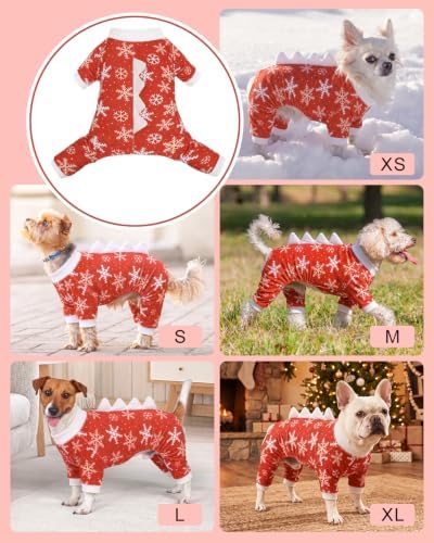 CuteBone Dinosaur Costume Halloween Christmas Dog Pajamas, Stretchy Spandex Crystal Velvet Sleepwear Coat for Small Dogs, Soft & Warm Pet Outfit Clothes for Cold Weather, Cozy Pullover Design COSP29XL - Image 5