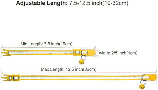 3 Pack Reflective and Breakaway Cat Collars with Bells，Adjustable Kitten Collars from 7.5 to 12.5 Inches, Ideal of Kitten Collar, Suitable for Girls and Boys (Yellow)