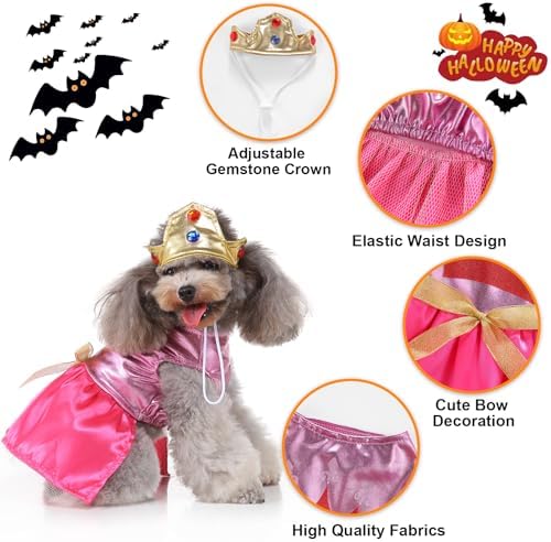 Princess Dog Costume Pink Princess Dress Halloween Queen Cosplay Costume - Image 2