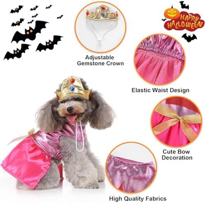 Princess Dog Costume Pink Princess Dress Halloween Queen Cosplay Costume - Image 2