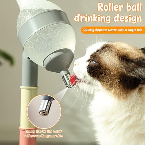 Dog Water Bottle Stand, Adjustable No Drip Dog Water Dispenser with Bowl, 2 in 1 Pet Bowls, Standing Pet Water Dispenser, Automatic Water Food Feeder with Detachable Pole for Your Pets (Gray)
