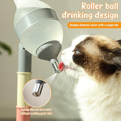 Dog Water Bottle Stand, Adjustable No Drip Dog Water Dispenser with Bowl, 2 in 1 Pet Bowls, Standing Pet Water Dispenser, Automatic Water Food Feeder with Detachable Pole for Your Pets (Gray)