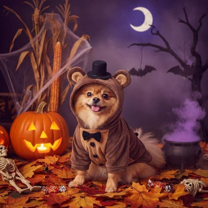 Huhumy Halloween Dogs Bear Costume for Pets with Black Top Hat Bow Tie, L - Image 4