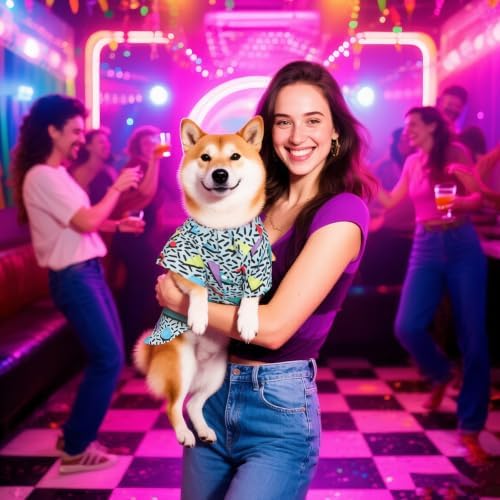 80s Dog Costume Hawaiian Shirts - 90s Halloween Retro Disco Breathable Puppy Outfit for Small Medium Dogs (Green, 4X-Large) - Image 4