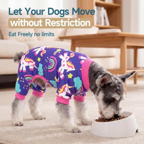 XPUDAC 4 Pieces Dog Pajamas Stretchy Dog Pjs Soft Cute Doggie Clothes for Small Medium Dogs Boy Girl Cats Pet Outfits, M - Image 5