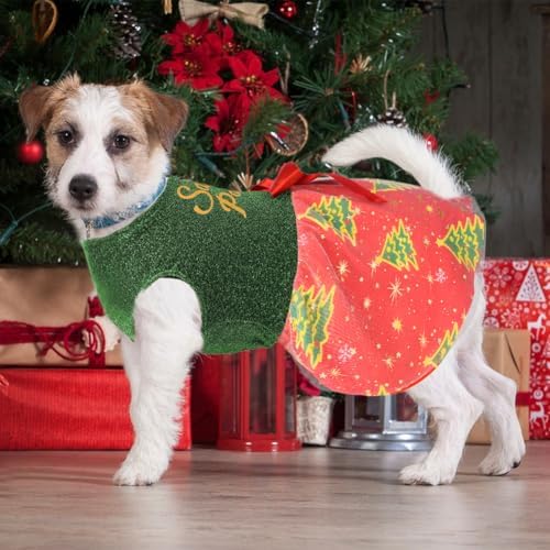 Dog Christmas Outfit Cute Dog Christmas Dress with Bowknot Tulle Puppy Clothes for Small Medium Dogs Cats Boys Girls Pet Costume - Image 2