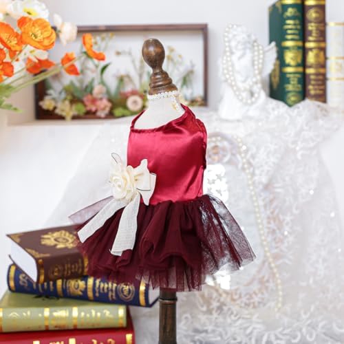 Fashion Sweet Puppy Dog Blingbling Princess Skirt Pet Dog Lace Cake Camisole Tutu Dress J-red XL - Image 2