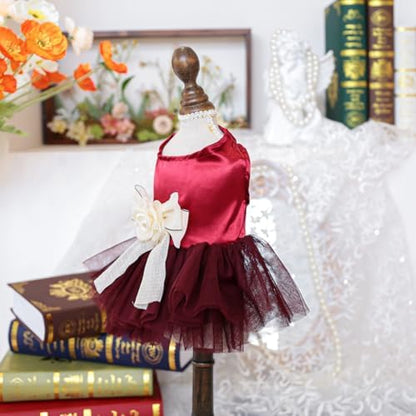 Fashion Sweet Puppy Dog Blingbling Princess Skirt Pet Dog Lace Cake Camisole Tutu Dress J-red XL - Image 2