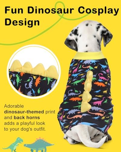 CuteBone Dinosaur Costume Dog Pajamas, Stretchy Spandex Crystal Velvet Sleepwear Coat for Small Dogs, Soft & Warm Pet Outfit Clothes for Cold Weather, Cozy Pullover Design COSP01M - Image 2