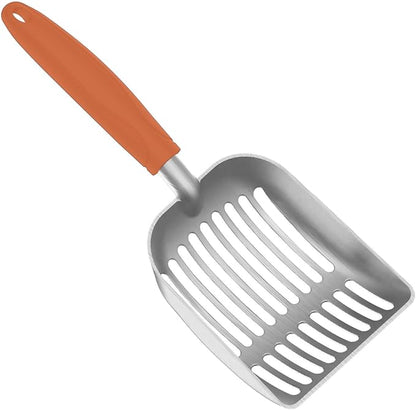Cat Litter Scoop, Kitty Metal Scooper, Aluminum Alloy Sifter, Kitten Pooper Lifter, Deep Shovel, Long Handle, Poop Sifting, Durable, Heavy Duty, for Litter Box
