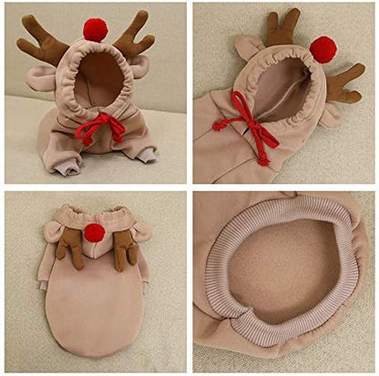 Fleece Lined Warm Dog Hoodie Sweatshirt Pet Winter Coat, Reindeer XL - Image 4