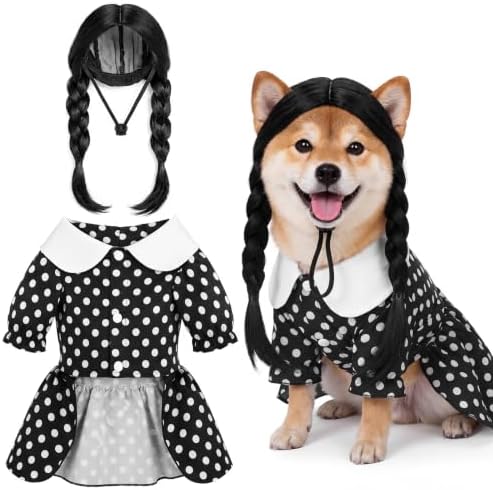 Hercicy 2 Pcs Dog Halloween Costumes Gothic Dress with Dog Wig, XL by Hercicy