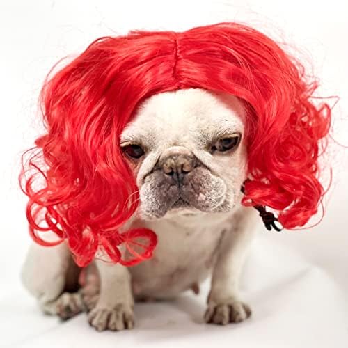 Funny Dog Cat Cosplay Wig for Halloween, Christmas, Parties, Festivals - Pet Wigs for Small, Medium and Large Dogs (Wine Red) - Image 3