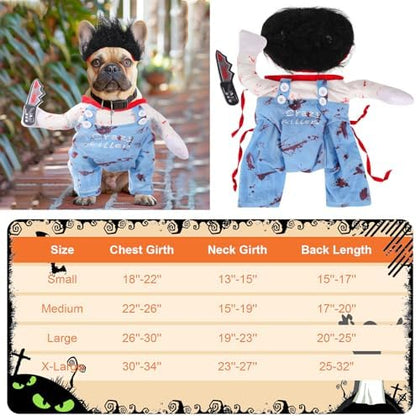 QKURT Pet Halloween Costume, Deadly Dog Cloths Halloween Crazy Cosplay Outfit, Funny Adjustable Costume for Small Medium Large Dogs Puppy Cats - Image 3