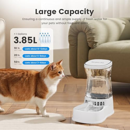 Gardner Pet 1.0Gal Gravity Automatic Dog Water Bowl Dispenser 100% BPA Free(White)