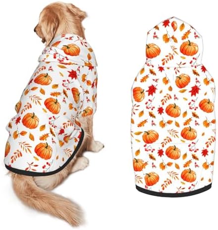 Fall Dog Costume Maple Leaves Thanksgiving Cosplay Clothes Sweaters Outfits Pullover Pets' Sweatshirt Hoodies with Pocket for Medium Large Dogs-L by PAUSEBOLL