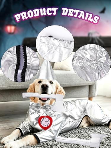 6 Pcs Halloween Dog Metallic Cosplay Costume Kit, Silver Gray, X-Large - Image 3