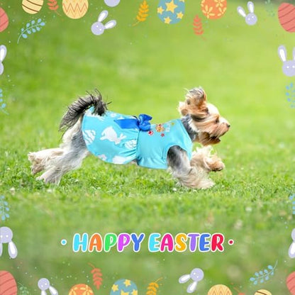 Dog Easter Outfit Cute Happy Easter Day Dog Dress Bunny Eggs Easter Dog Cat Clothes Pink Tulle Pet Doggie Apparel Outfit with Bowknot for Small Dogs Puppy Cat Girl Costume - Image 2