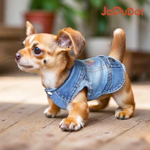 Birthday Gift,Small Dog Jeans Jacket,Denim Pet Coat,Puppy Clothes Overalls - Image 5
