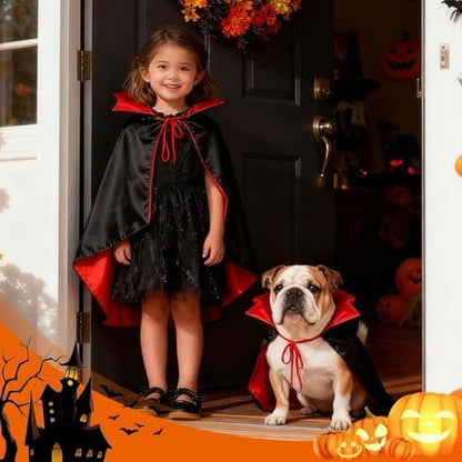 OLANRUN Dog Costumes - Dog Halloween Costumes Vampire Cloak, Wizard Outfit, Witch Cosplay Apparel Cape - Funny Party Dress Up Halloween Pet Costume for Medium Dogs (Black Red) - Image 6