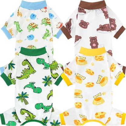 XPUDAC 4 Pack Dog Pajamas for Small Dogs, Puppy Clothes for Boy Girl Strechy Soft Pet Jumpsuit, Cat Onesie (X-Large) by XPUDAC
