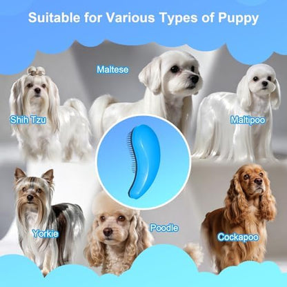 Small Dog Brush, Skin-friendly Soft Bristles (Blue) - Image 6