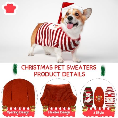 Sanwuta 3 Pcs Thanksgiving Christmas Dog Sweaters Sets, Medium - Image 4