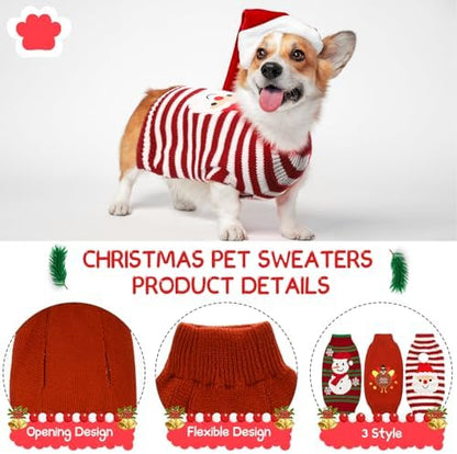 Sanwuta 3 Pcs Thanksgiving Christmas Dog Sweaters Sets, Medium - Image 4