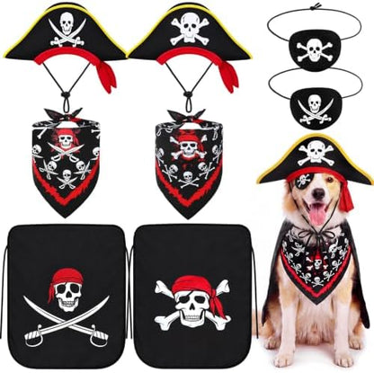 Hillban 8 Pcs Halloween Dog Pirate Costume Set by Hillban