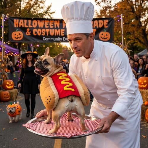 Hot Dog Costume for Dogs, Funny Hot Dog Dog Costume with Adjustable Fit, Cute Pet Halloween Costume for Medium Dogs, Dog Costume for Halloween Party Cosplay - Image 6