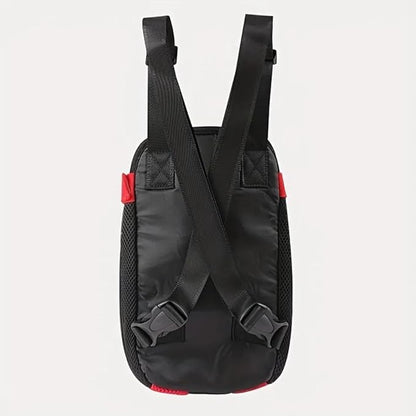 Pet Dog Carrier Backpack, Portable Breathable Mesh Chest Carrier, Polyester Woven Double Shoulder Pet Bag for Outdoor Adventures (Pink, Small)