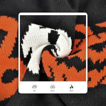 Halloween Dog Stripe Sweater Cute Pumpkin Ghost Pattern Pet Knitwear Clothes Festival Boo Letters Outfits Halloween Costume for Small Middle Large Dogs 2XL - Image 5