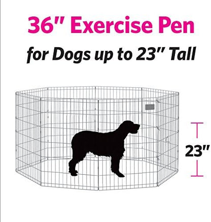 MidWest Homes for Pets Folding Metal Puppy / Dog Exercise Pen, Indoor/Outdoor Playpen with Door, 16 Sq Feet of Play Space, 36-Inches Tall, Gold Zinc