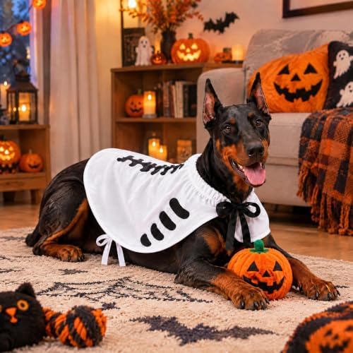 Halloween Skull Costume,Skeleton Dog Cape for Medium Large Pets(L) - Image 4