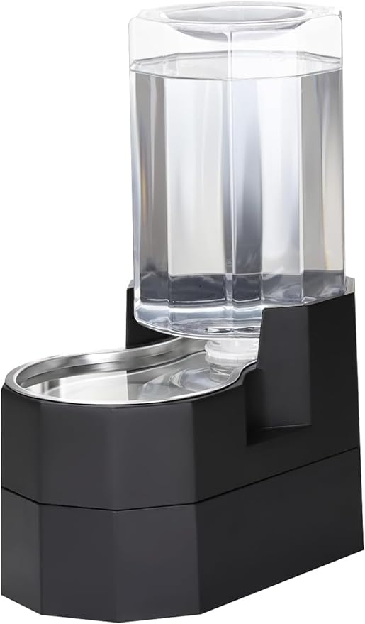 Sfozstra Large Dog Water Dispenser: 7L Raised Gravity Gray Automatic Stainless Steel Waterer - 100% BPA Free - Pet Feeder for Senior Dogs with Joint Pain in Bedroom Garden
