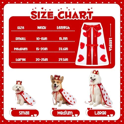 Hillban Halloween Dog King Costumes Heart Crown Queen Pet Cloak Set S - Image 3