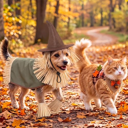 Hillban 5 Pcs Dog Halloween Scarecrow Costume for Dogs, Medium - Image 5