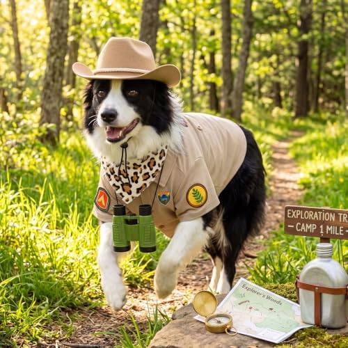 4 Pcs Halloween Dogs Safari Explorer Costume Set Outfit for Pet Cats, XL - Image 6
