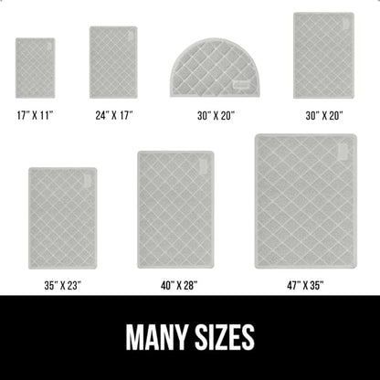 GORILLA GRIP Cat Litter Box Mat, 35x23, Water Resistant, US Designed Kitty Litter Trapping Mats, Easy to Clean, Scatter Control, Less Mess and Clean Floors, Kitten Supplies for Indoor Cats, Light Gray