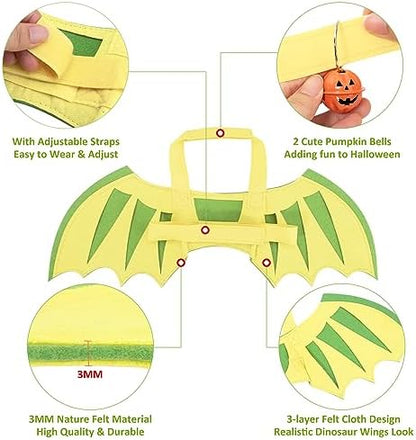 Dog Wings Dragon Wings for Dogs Pumpkin Bells, Halloween Costumes for Small Medium Large Dogs Pet, Dog Cat Costume Wings, Halloween Dog Dinosaur Wings Christmas Birthday Party - Image 3