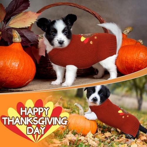 Sanwuta 3 Pcs Thanksgiving Christmas Dog Sweaters Sets, Medium - Image 3