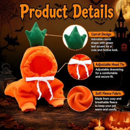 Dog Christmas Halloween Costumes,Dog Hoodies for Small Dogs Cats, Cat Puppy Outfits,Yorkie Chihuahua Pomeranian Clothes (X-Large, Orange-Carrot) - Image 5