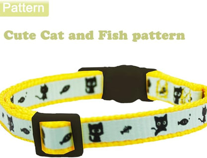 2 Pack Glow in The Dark Cat Collar with Bell Breakaway Safety Cat Puppy Collars with Pendant Green and Yellow
