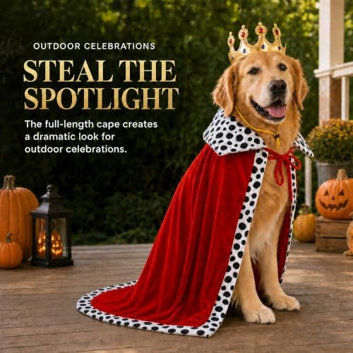 Dog Halloween Costumes for Large Dogs, King Cape and Crown Set - Image 5