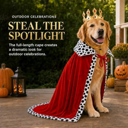 Dog Halloween Costumes for Large Dogs, King Cape and Crown Set - Image 5
