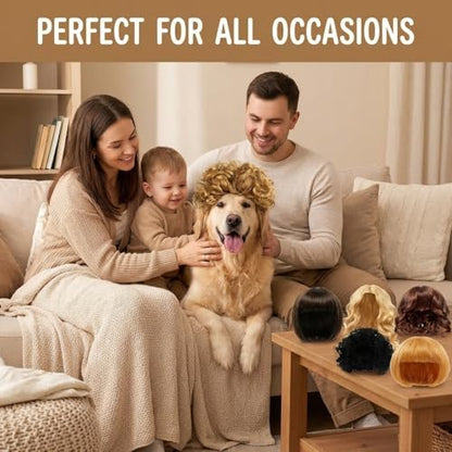 6 Pack Funny Cat and Dog Wigs, Soft Pet Cosplay Costume with Adjustable Straps, for Halloween Christmas Party Dress-Up, Ideal Gift for Pet Lovers - Image 6