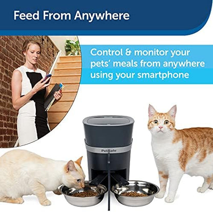 PetSafe Smart Feed Automatic Pet Feeder with 2-Pet Meal Splitter for Cats and Dogs - WiFi App Connected - Programmable Food Dispenser for Multiple Pets - Customize Mealtime - Compatible with Alexa
