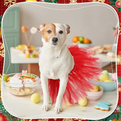 Dog Tutu for Dogs Tulle Skirt Pet Costume, Red - Image 5