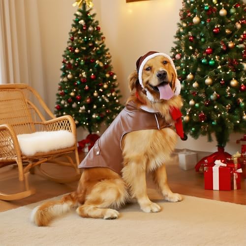 Huhumy 3 Pcs Halloween Dog Pilot Costume Set Aviator Outfit - Image 5